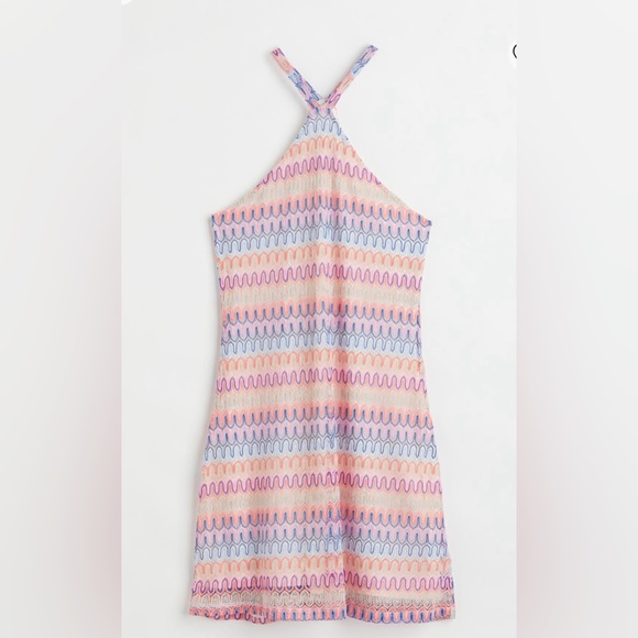 Divided Dresses & Skirts - NWT Divided by H&M halter style lined dress in pink, blue, & coral. Sz. Med.